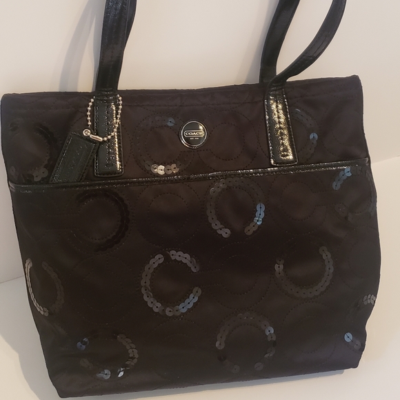 Coach Black Sequin Tote - Picture 1 of 5